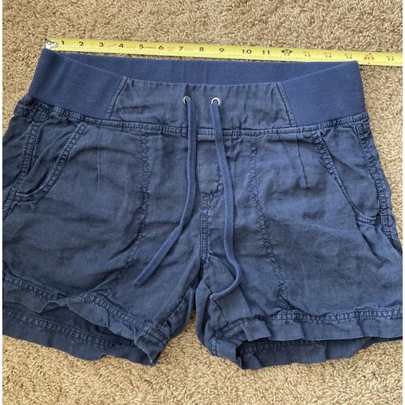 Athleta Women's 100% Linen Shorts Navy Blue 4" inseam Size 10 - Picture 11 of 11